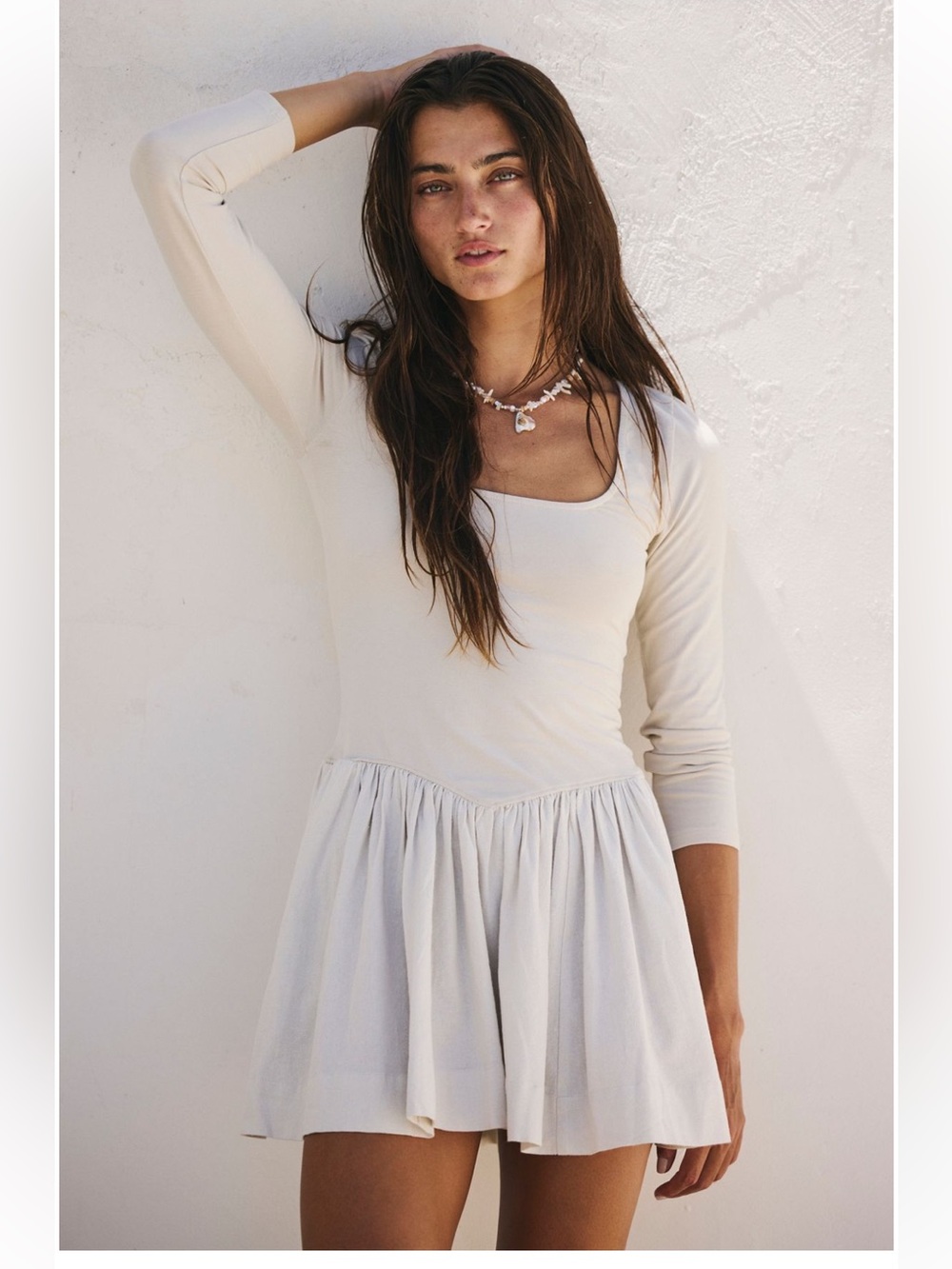 Onda Drop-Waist Long-Sleeve Mini Dress